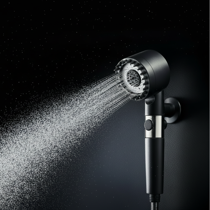 纯黑背景花洒产品图