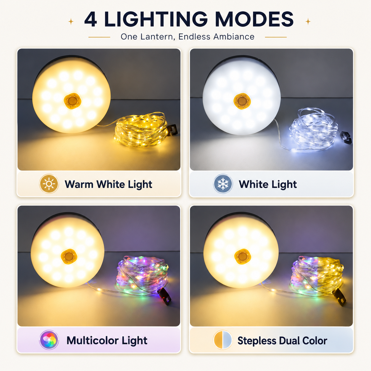 4-in-1 Camping String Light 33ft./10m