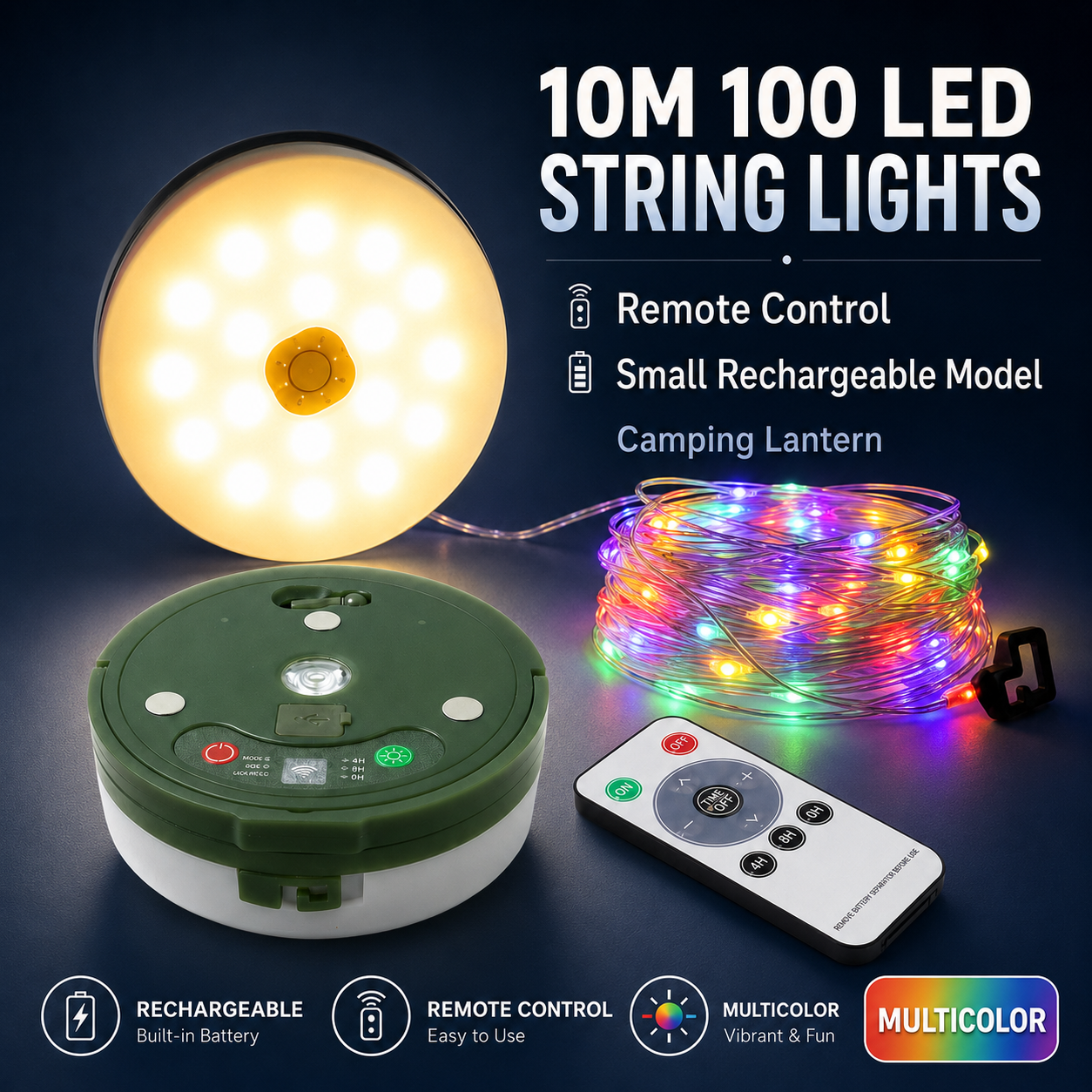 4-in-1 Camping String Light 33ft./10m